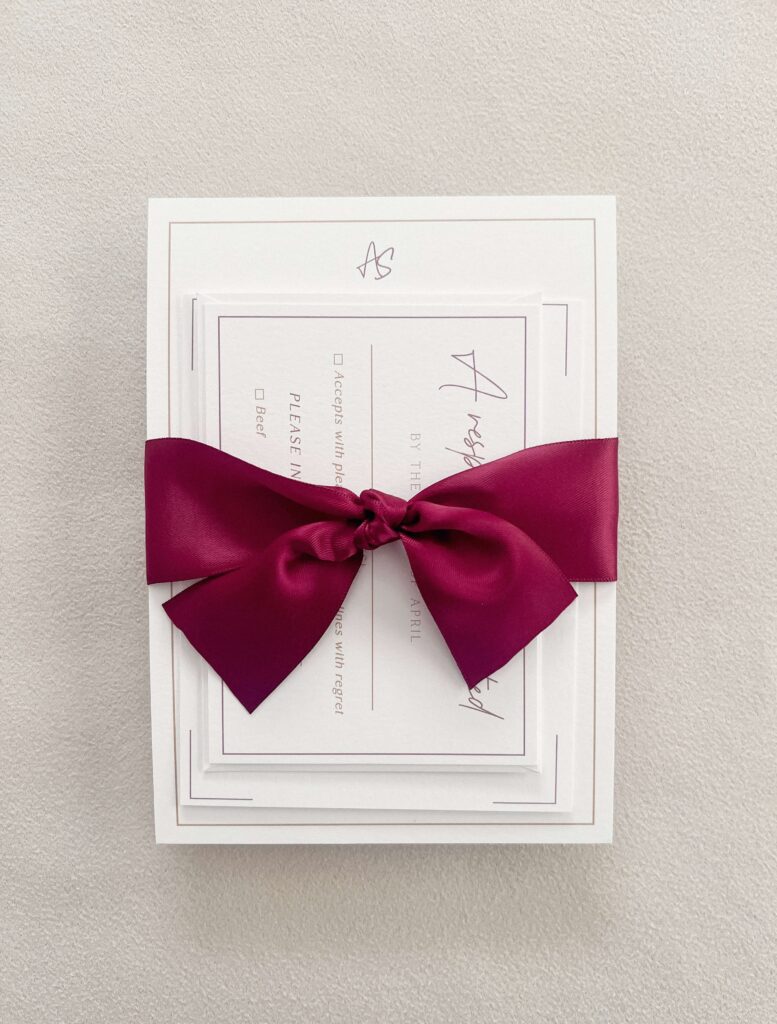 Wedding invitation suite embellishment luxurious silk ribbon