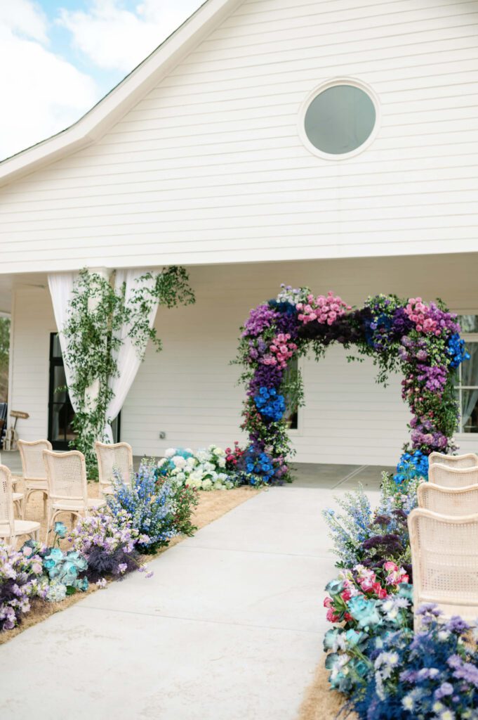 Whitestone Reserve Georgia colorful floral ceremony arch