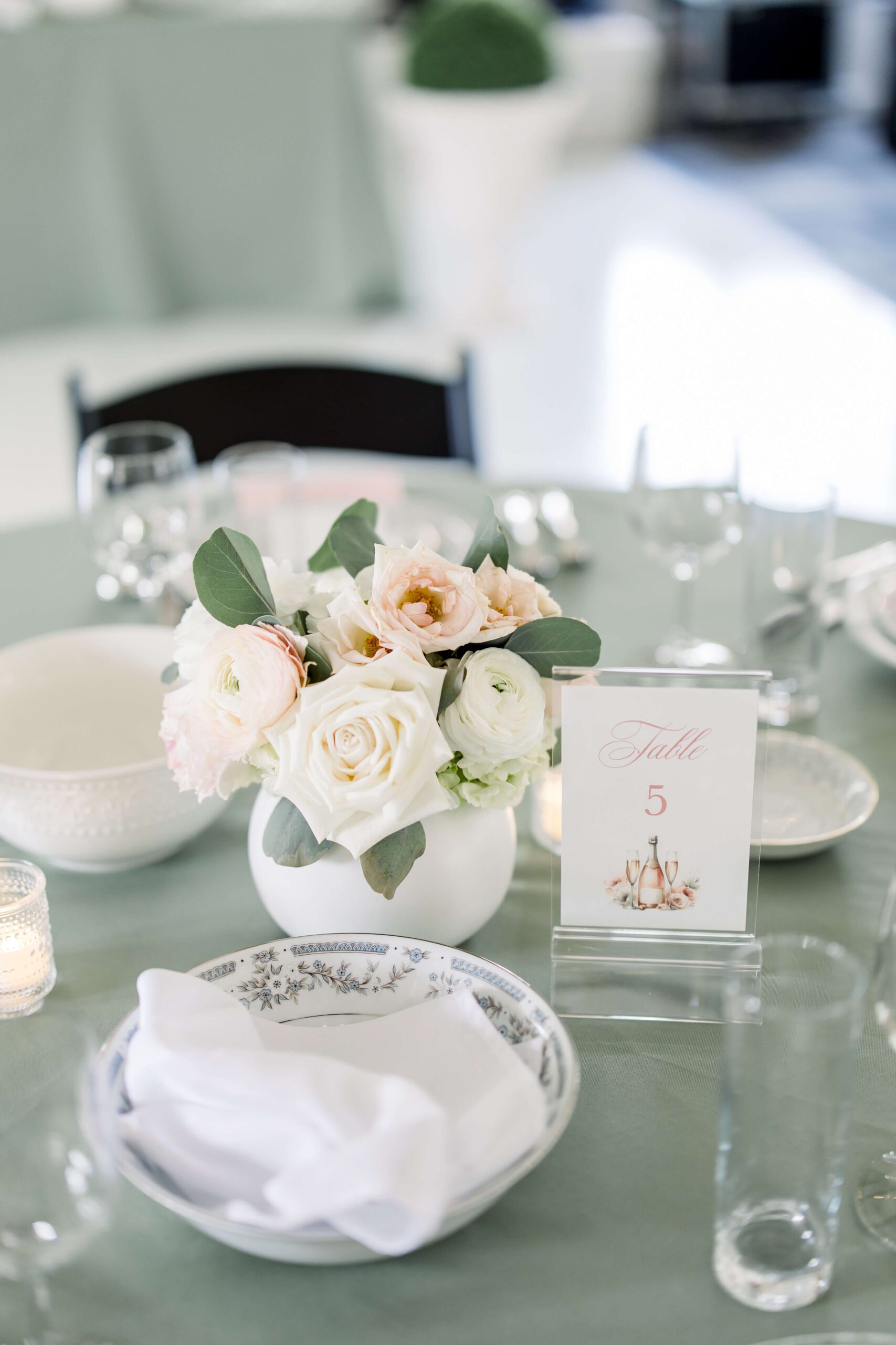 Elegant watercolor art table number for a wedding