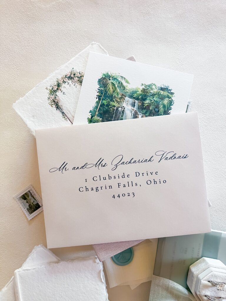 Wedding invitation envelope showing formal addressing etiquette
