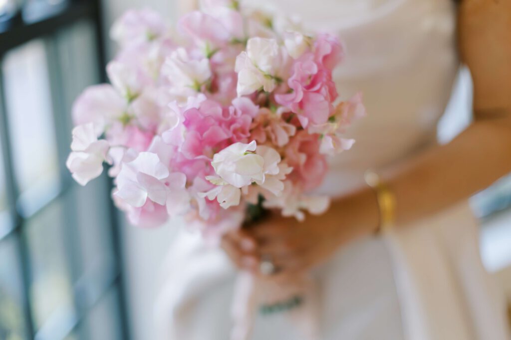 Romantic pink spring wedding bouquet