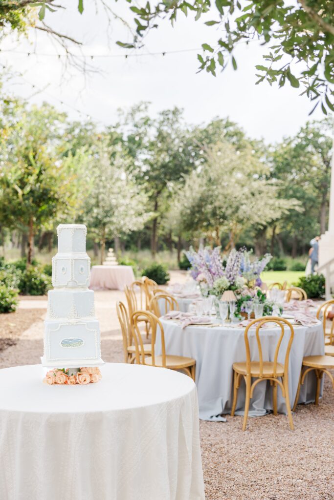 Whimsical outdoors garden wedding reception
