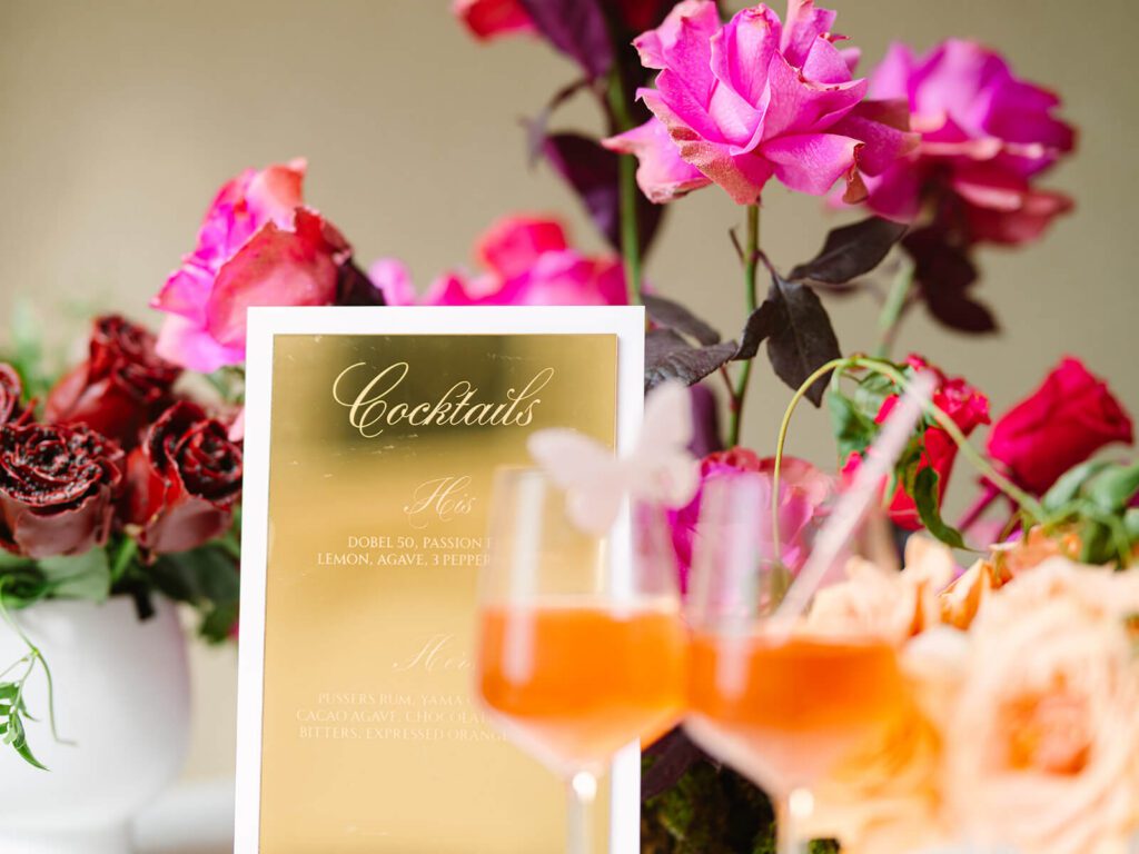 Elegant gold signature cocktails sign