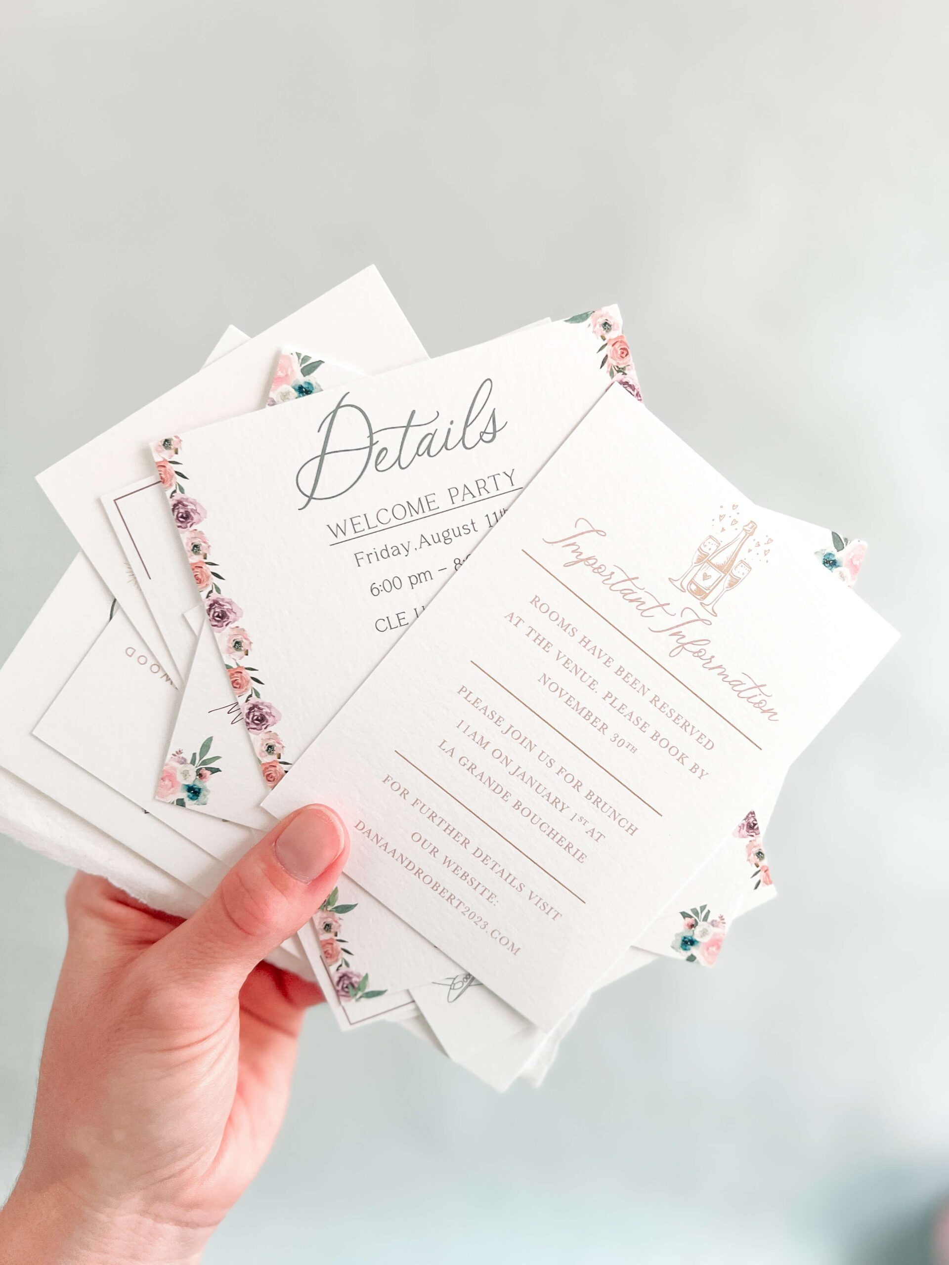 Wedding details cards and other stationery cards