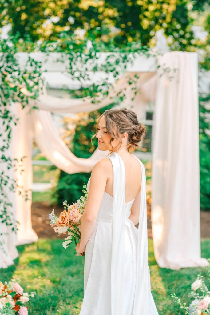 Bridal portrait at an outdoor ceremony at 1840 Manor House