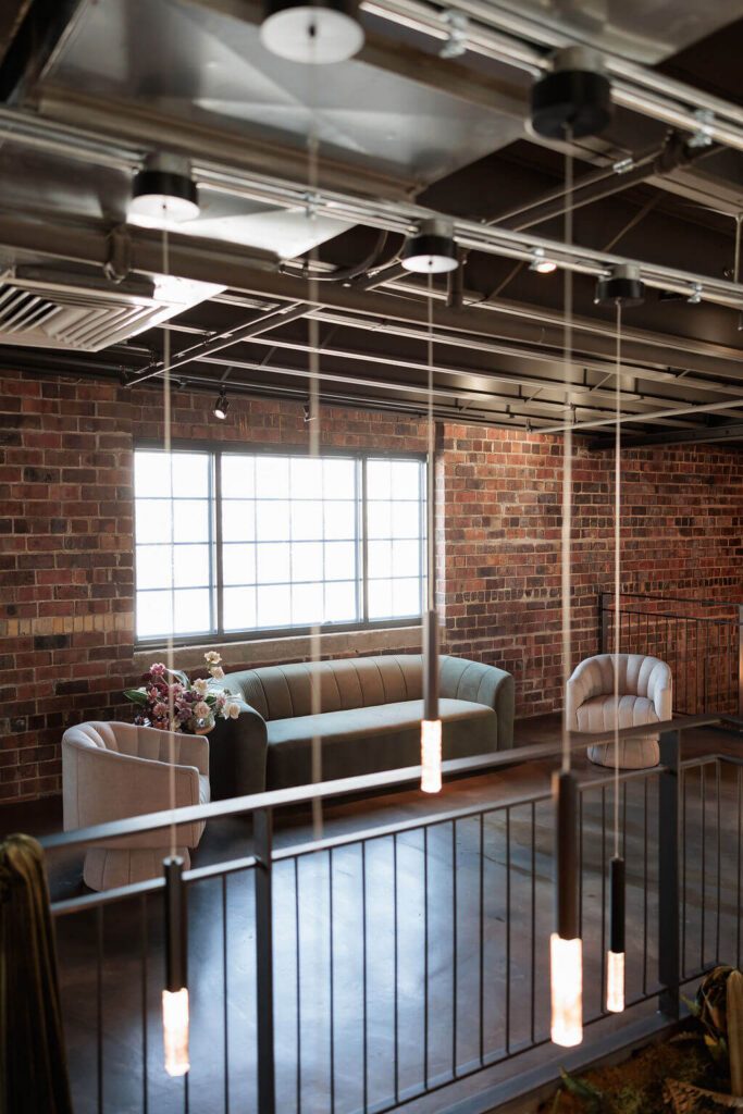 Wedding reception lounge in an industrial venue Post 4 North 4th Corridor