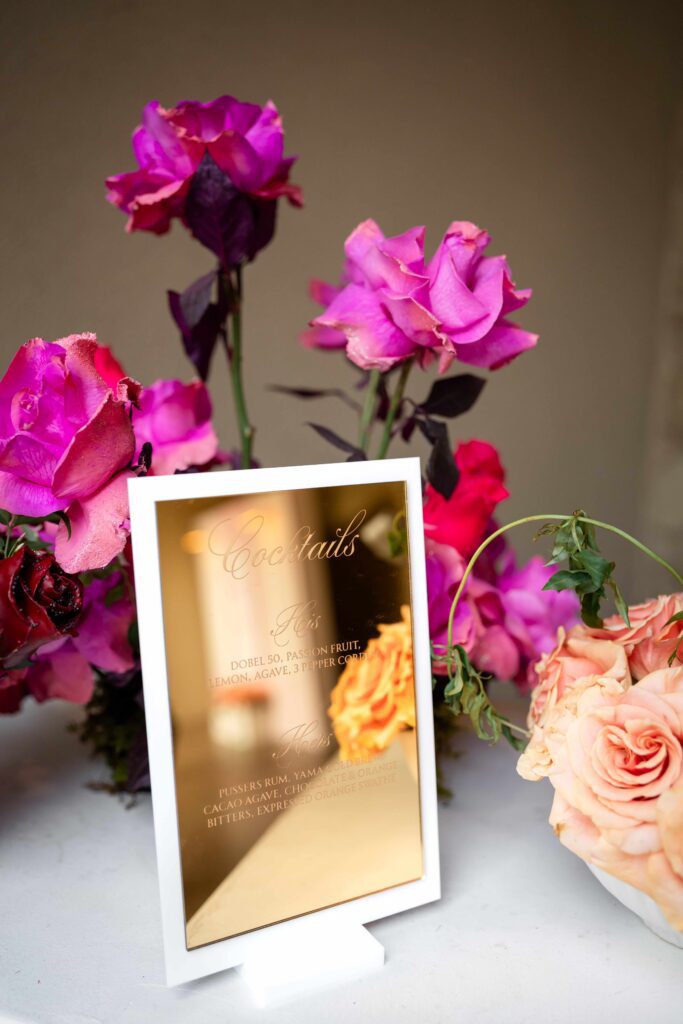 Gold mirrored signature cocktail sign