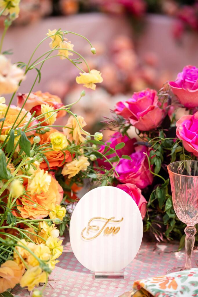 Elevated acrylic wedding table number