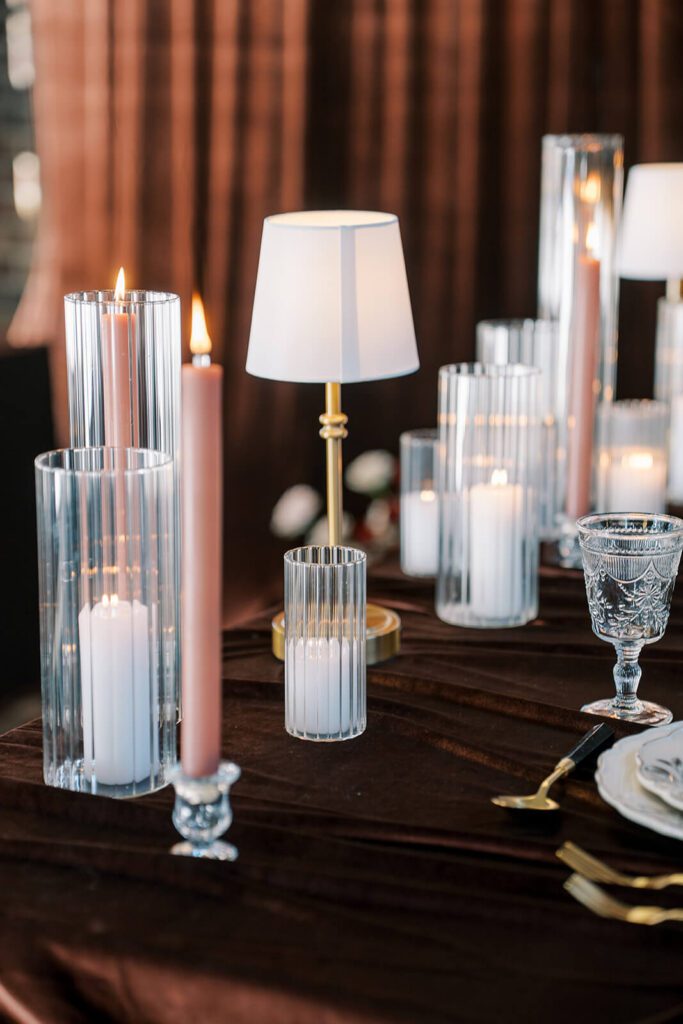 Candlelit wedding reception table