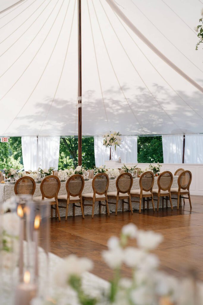 Elegant tented wedding in the spring at The Montage Indianapolis