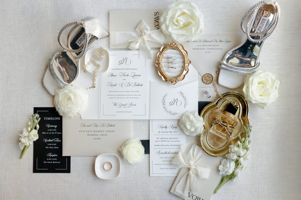 Timeless and formal custom wedding invitation suite