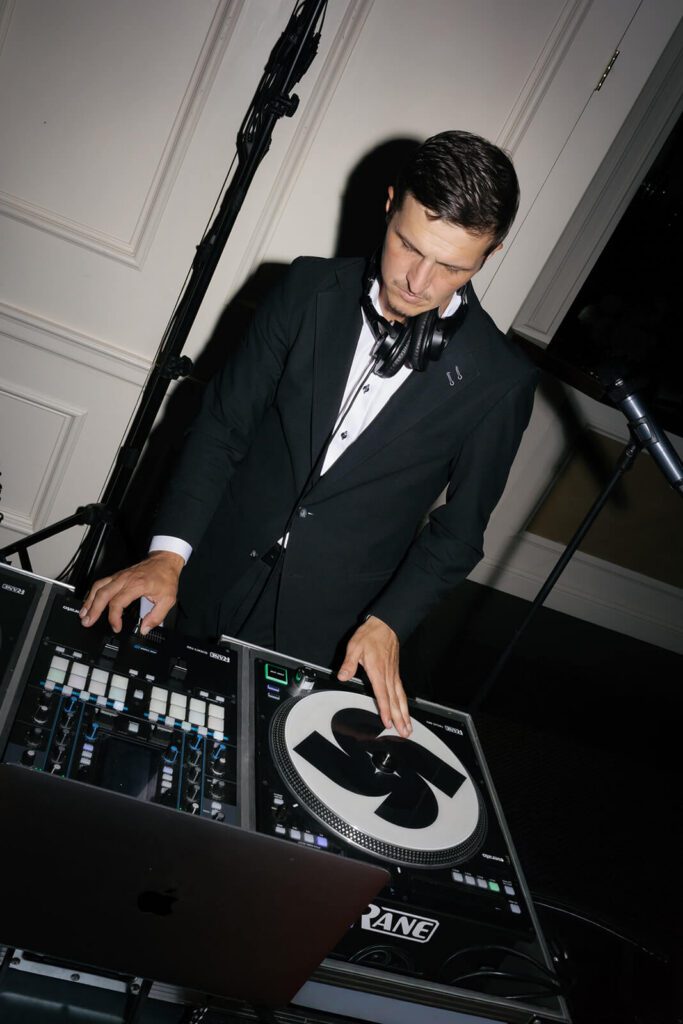 DJ playing music at the wedding reception at The Grand Resort Ohio