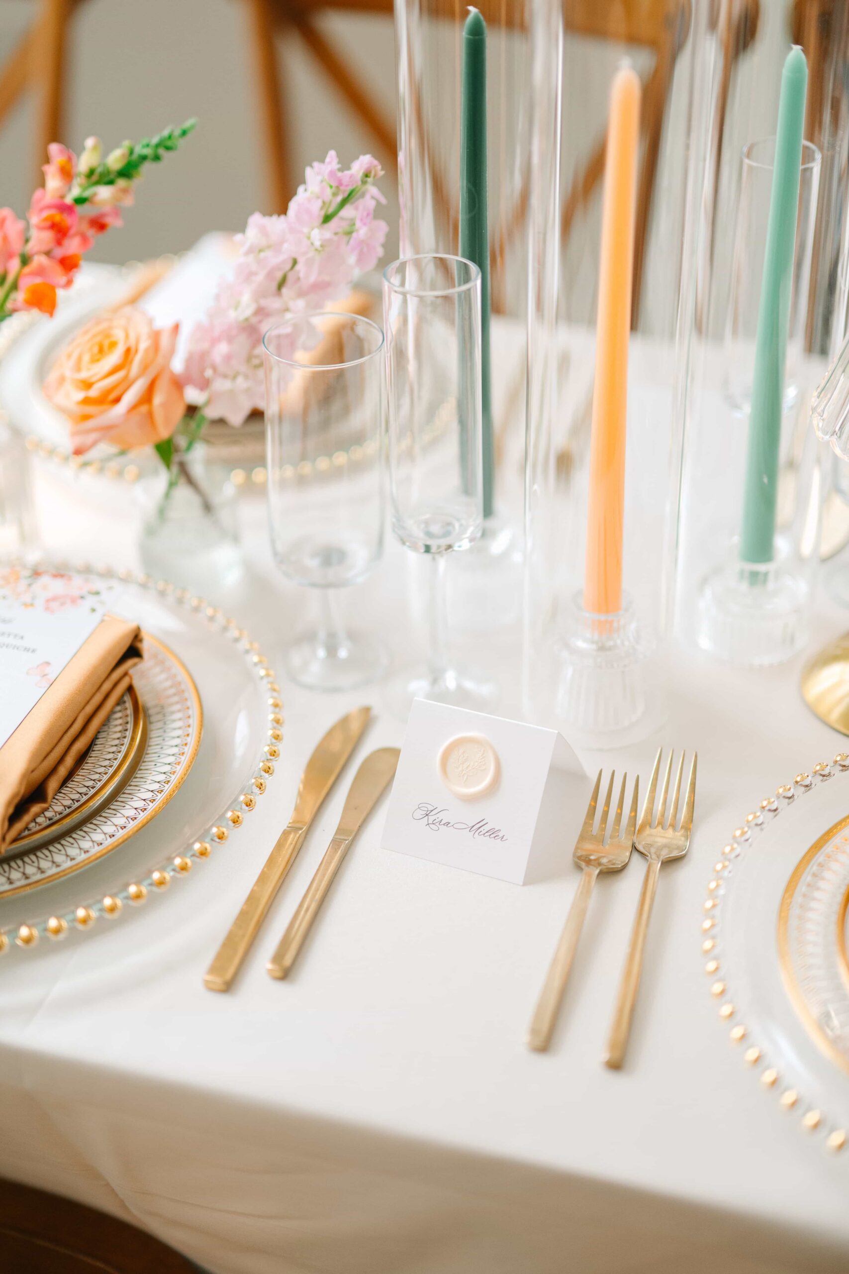 Wedding place card with wax seal
