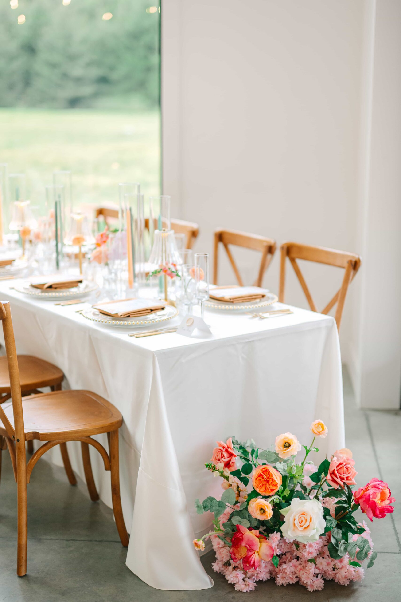 Whimsical tablescape for a wedding at The Wellspring
